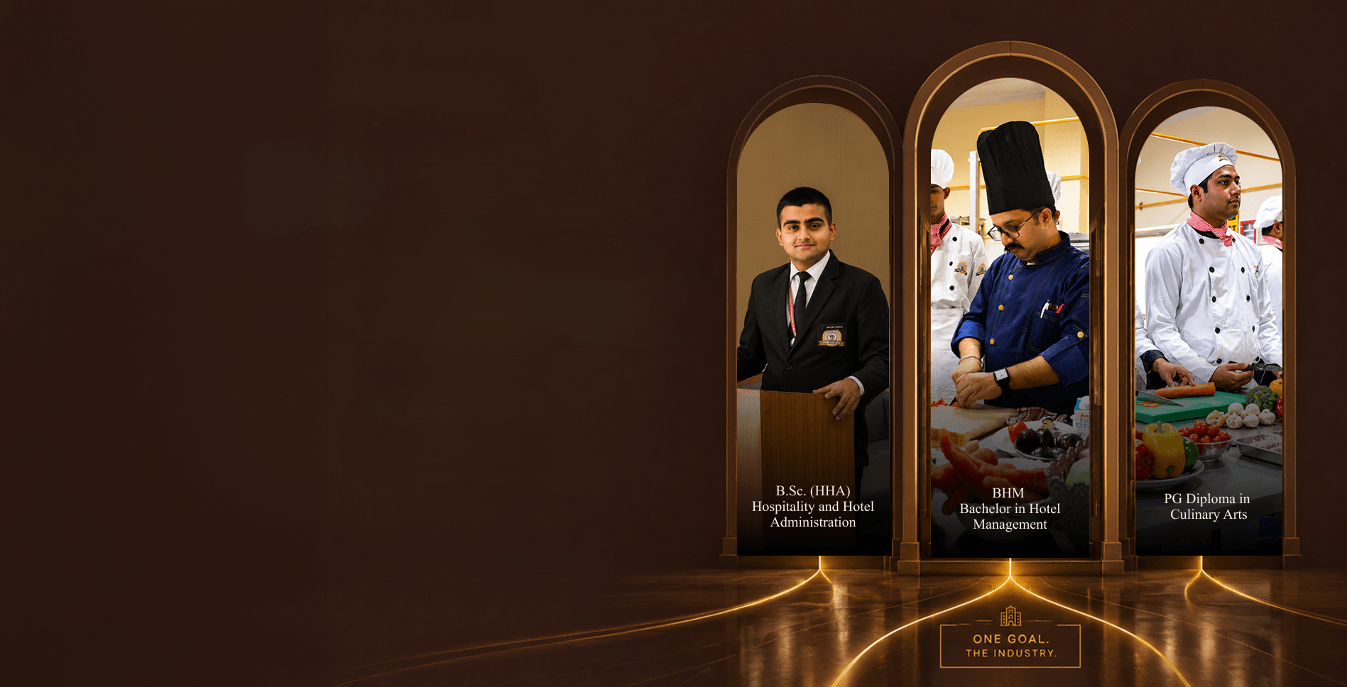 Three hospitality program pathways leading to the industry