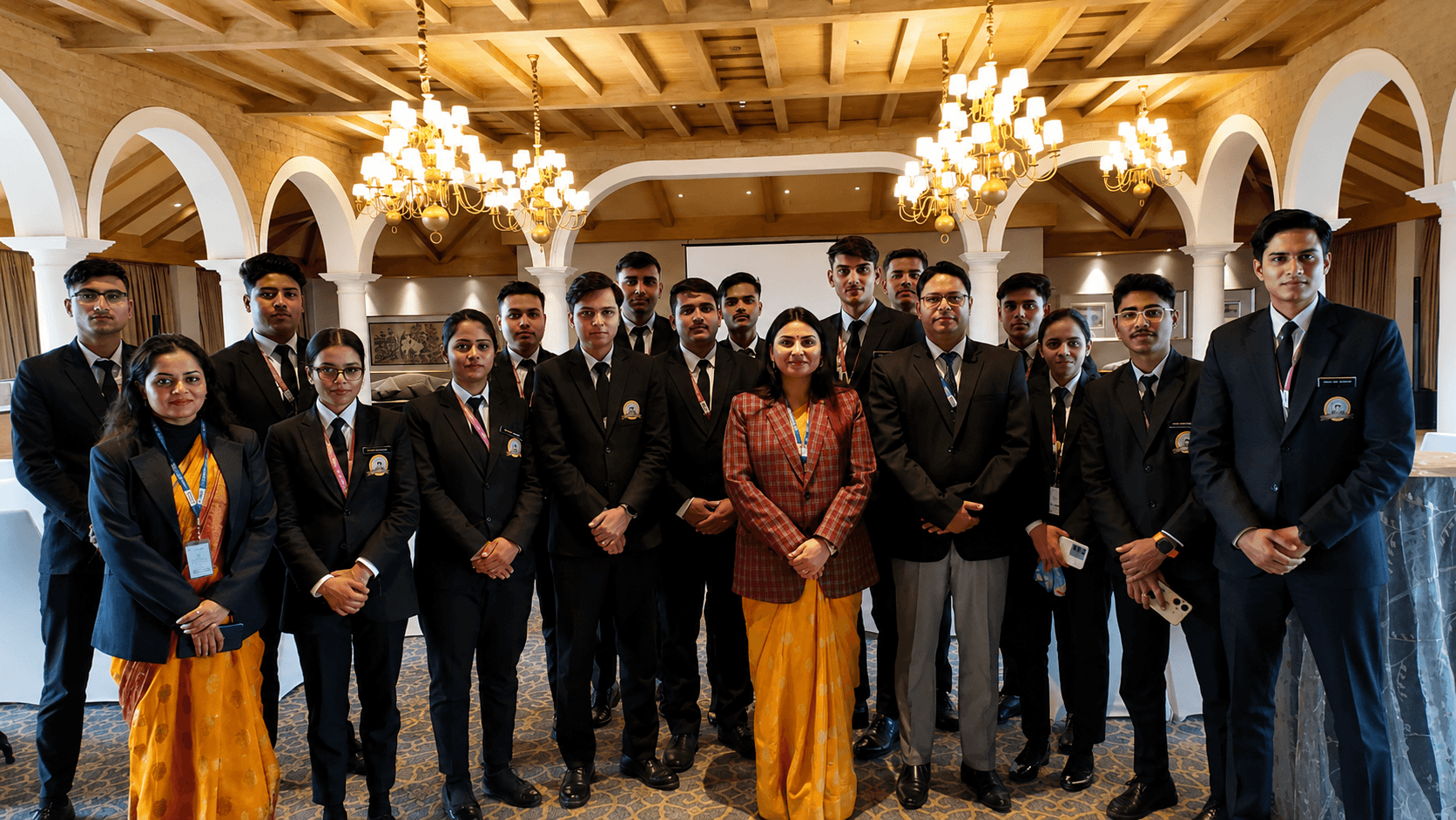 Receptionist at a grand hotel front desk