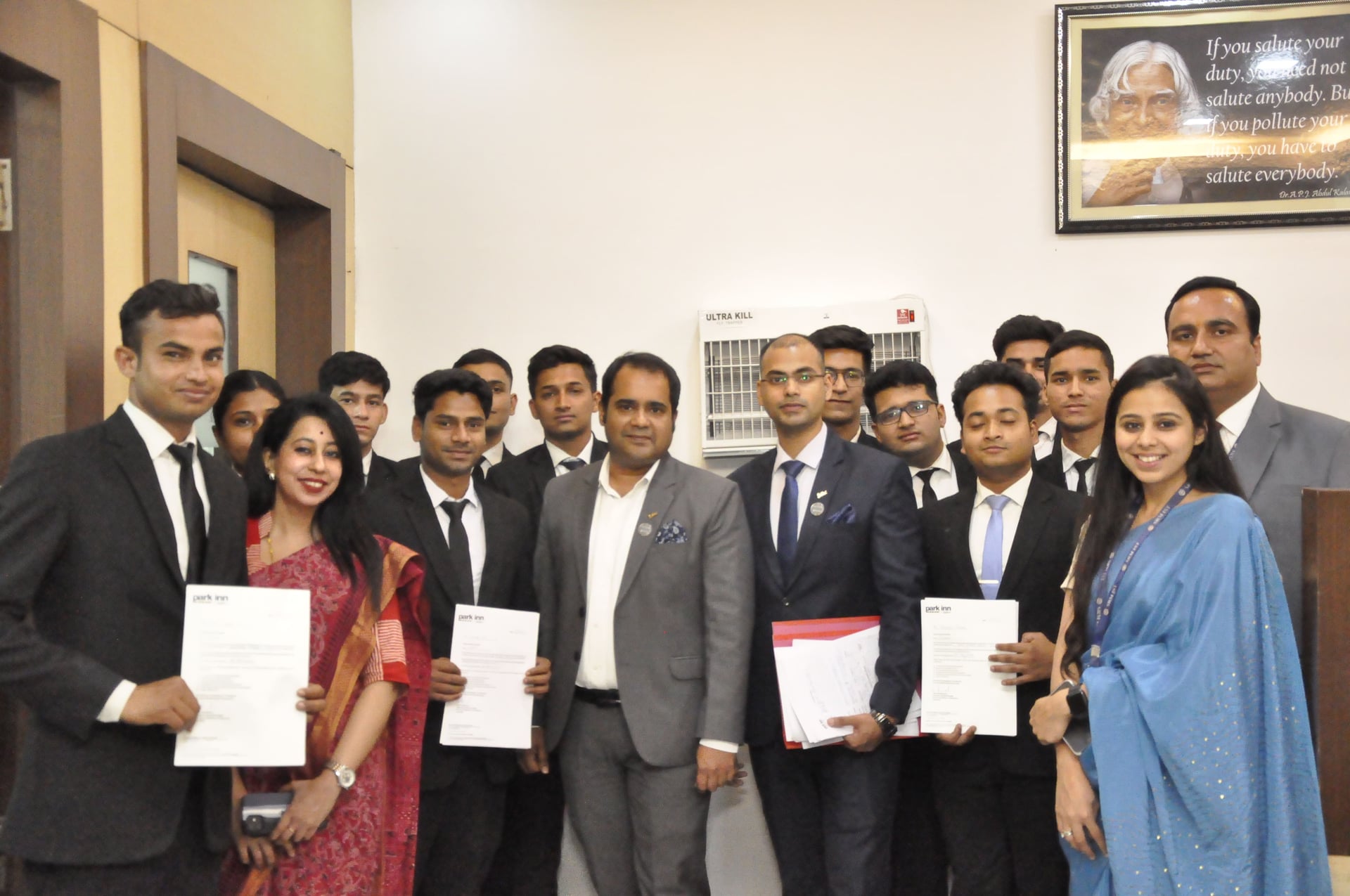 Students at a campus hospitality event
